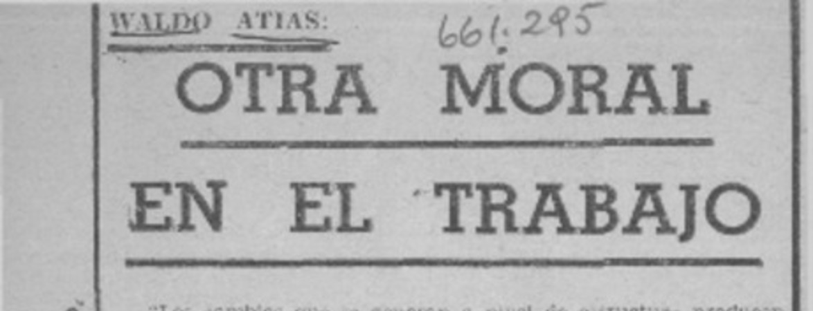 Otra moral en el trabajo.  [artículo]