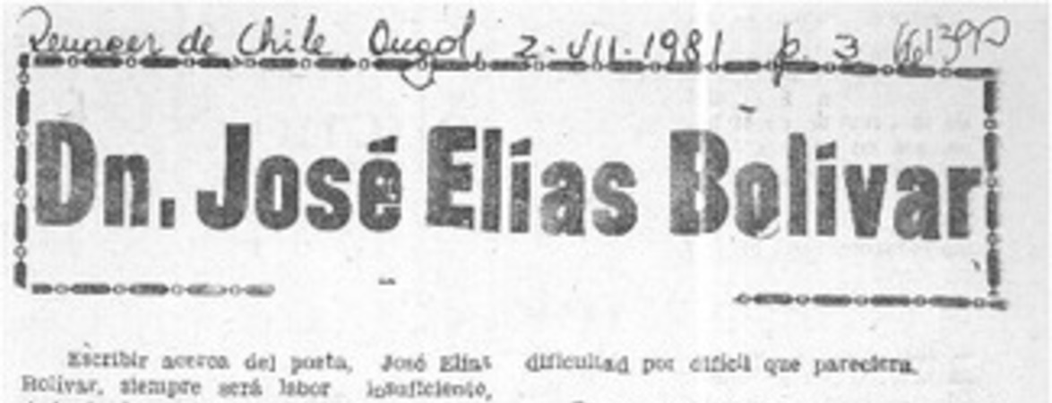 Dn. José Elías Bolívar.  [artículo]