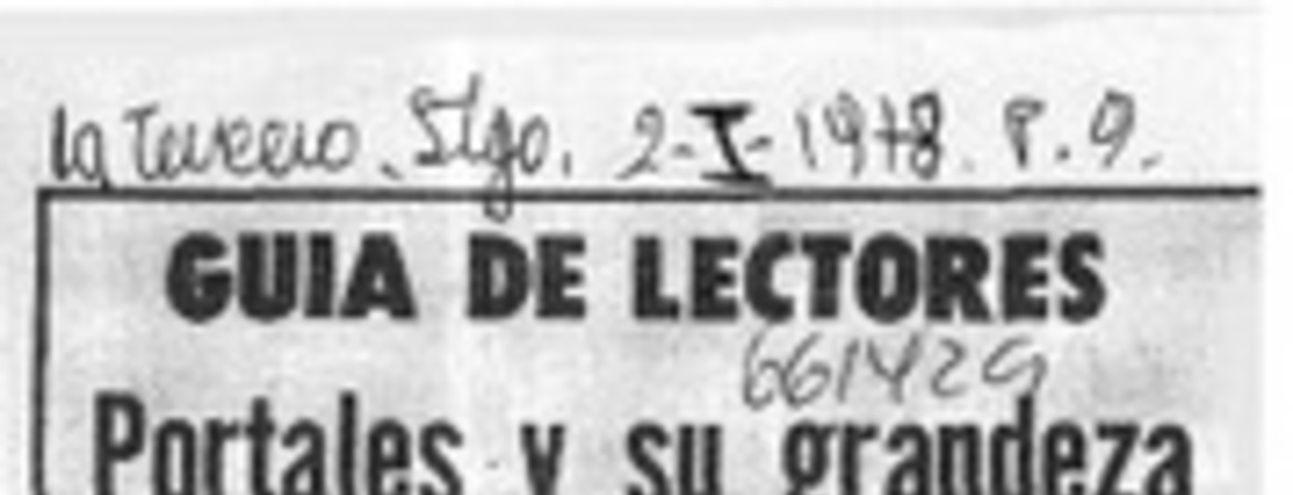 Portales y su grandeza  [artículo] Hernán Poblete Varas.