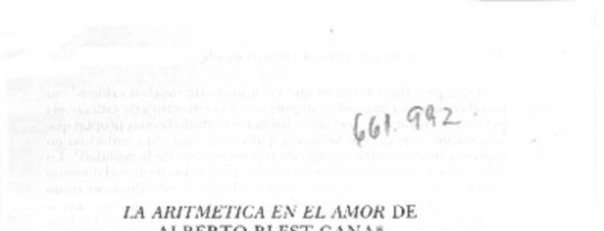 La aritmética en el amor de Alberto Blest Gana  [artículo] Guillermo Gotschlich Reyes.