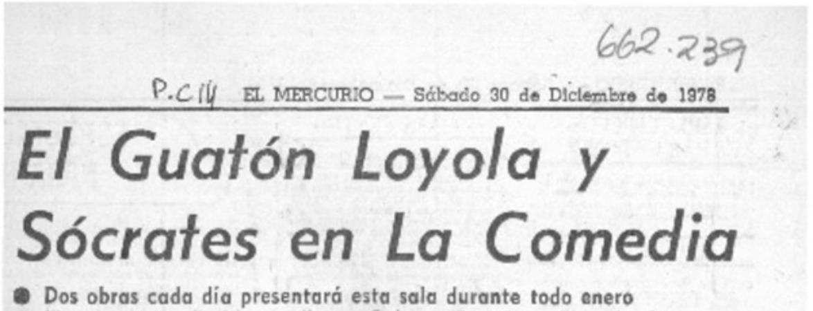 El guatón Loyola y Sócrates en la comedia.  [artículo]