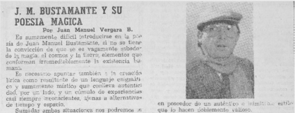 J. M. Bustamante y su poesía mágica
