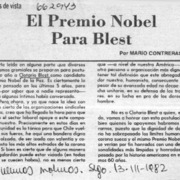 El Premio Nobel para Blest  [artículo] Mario Contreras Vega.