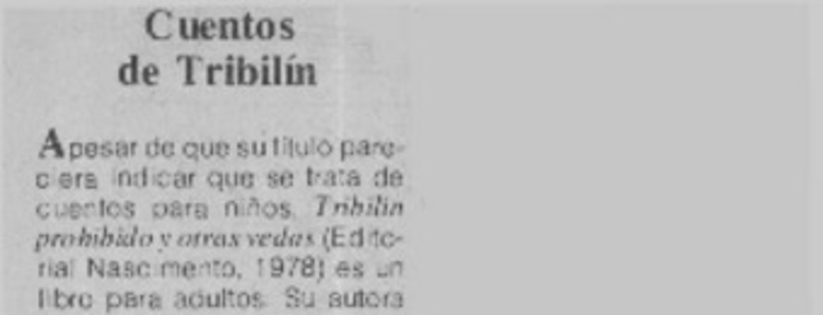 Cuentos de Tribilín.  [artículo]