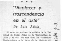 "Displacer y trascendencia en el arte".  [artículo]