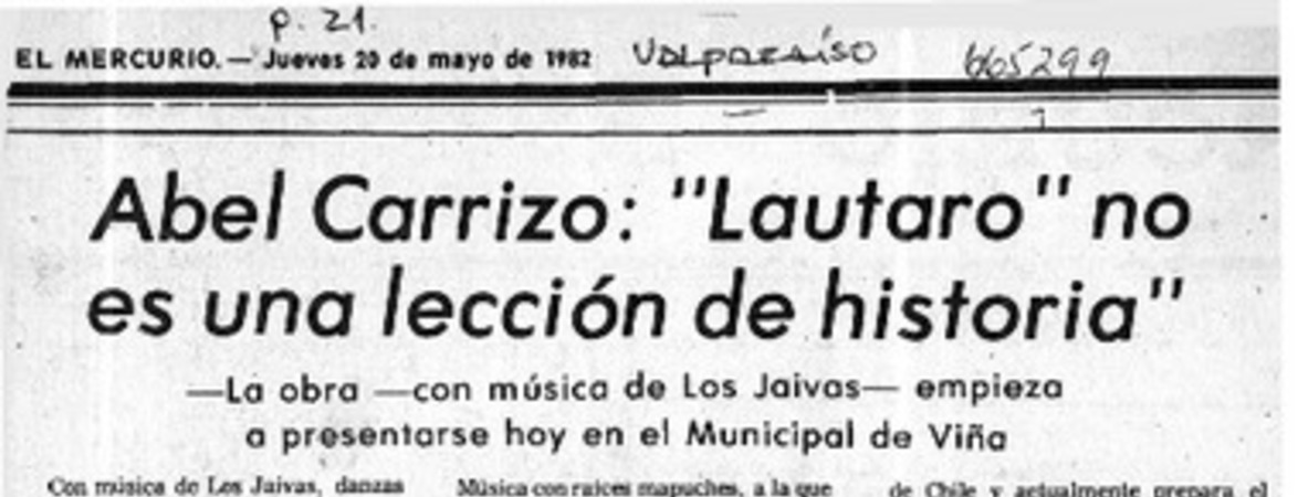 Abel Carrizo: "Lautaro" no es una lección de historia.  [artículo]