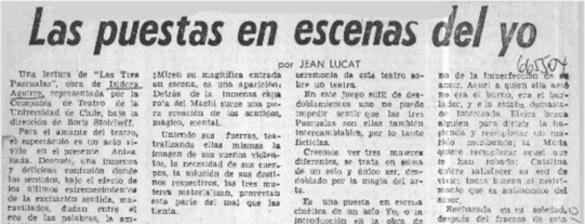 Las Puestas enescena del yo  [artículo] Jean Lucat.
