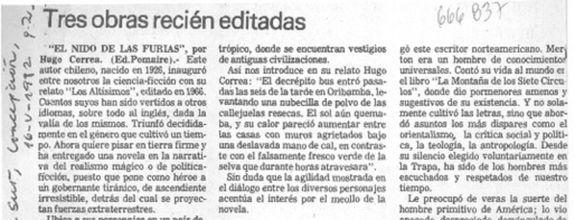 Tres obras recién editadas