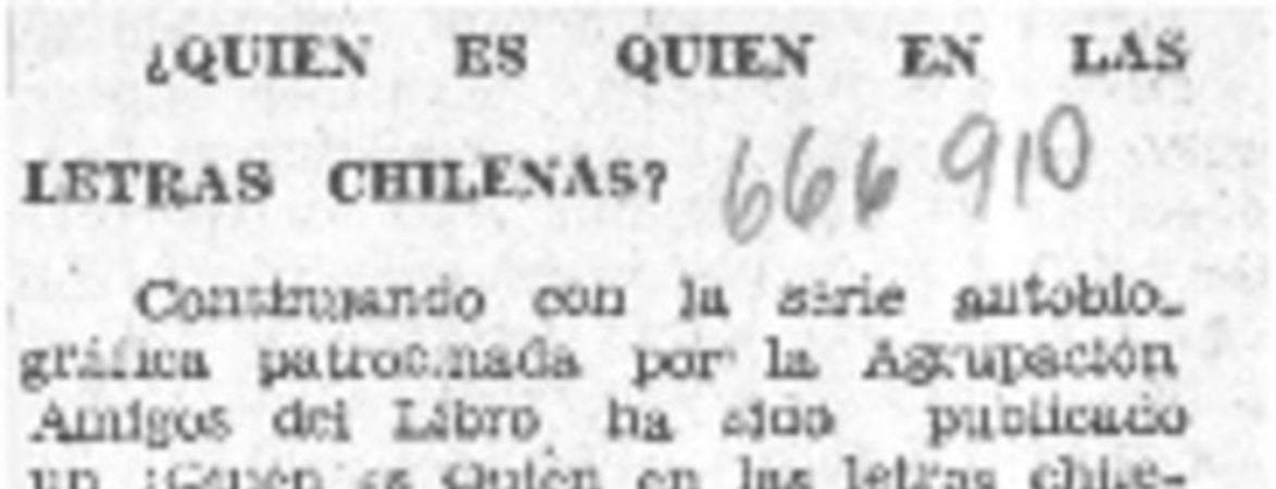 Quien es quien en las letras chilenas?  [artículo] Federico Tatter.