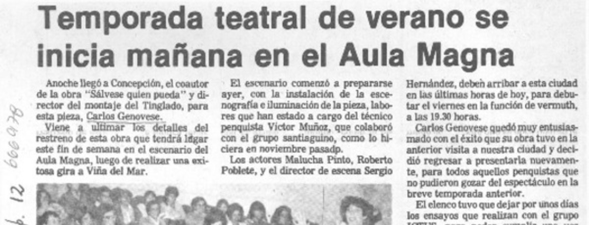 Temporada teatral de verano se inicia mañana en el Aula Magna.