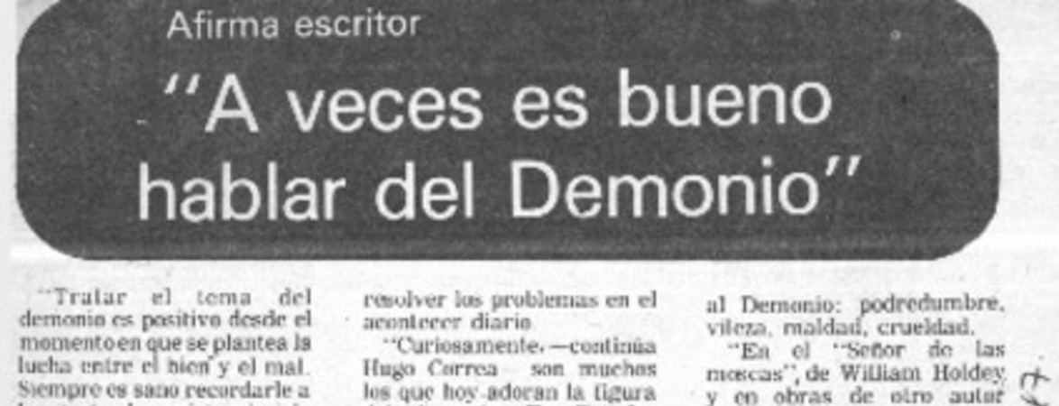 "A veces es bueno hablar del demonio"  [artículo]