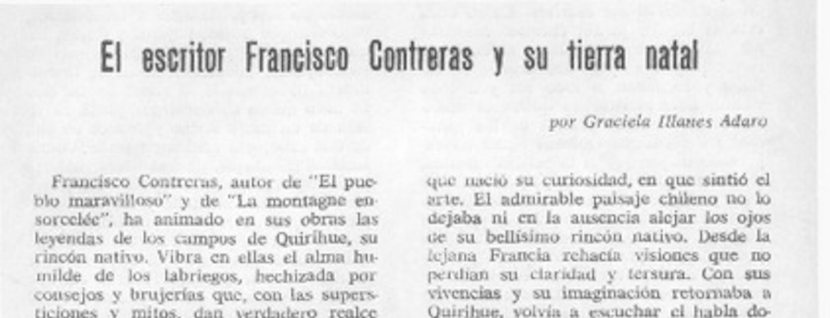 El escritor Francisco Contreras y su tierra natal