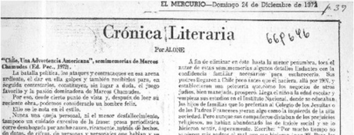 Chile, una advertencia americana"