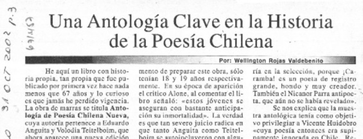 Una antología clave en la historia de la poesía chilena