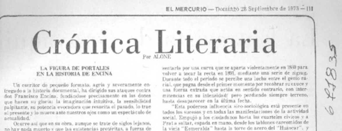 La figura de Portales en la historia de Encina