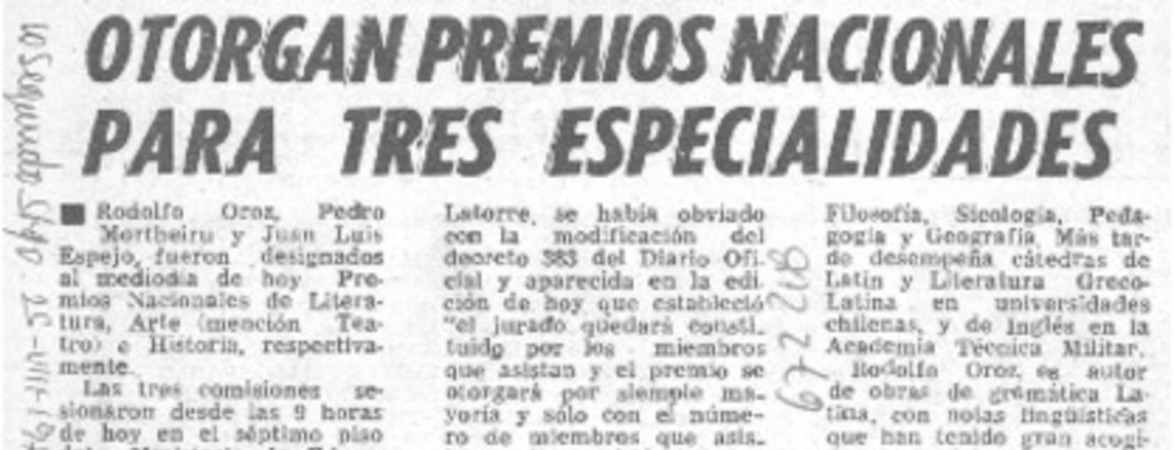 Otorgan premios nacionales para tres especialidades.