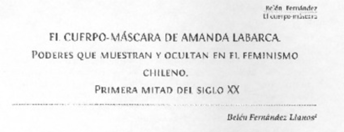 El cuerpo-máscara de amanda Labarca