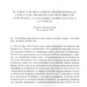 El juego y el rito como fundamentos de la estructura dramática en tres obras de Egon Wolff: Los invasores, Flores de Papel y Cicatrices