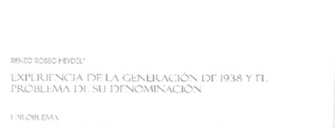 Experiencia de la Generación del 38 y el problema de su denominación