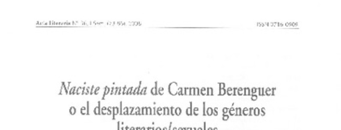 Naciste pintada de Carmen Berenguer o el desplazamientos de los géneros literariossexuales