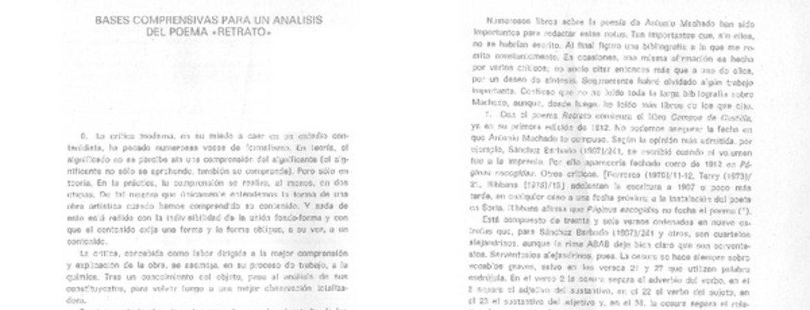 Bases comprensivas para un análisis del poema "Retrato"