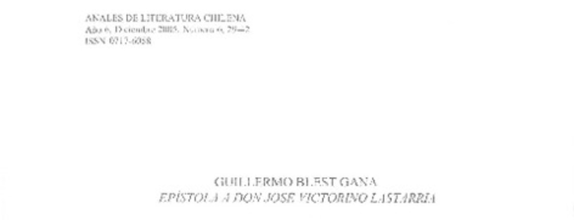 Epístola a don José Victorino Lastarria
