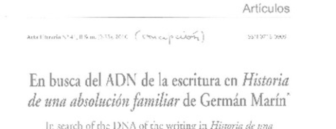 En busca del ADN de la escritura en Historia de una absolución familiar de Germán Marín