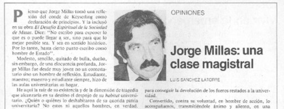 Jorge Millas, una clase magistral