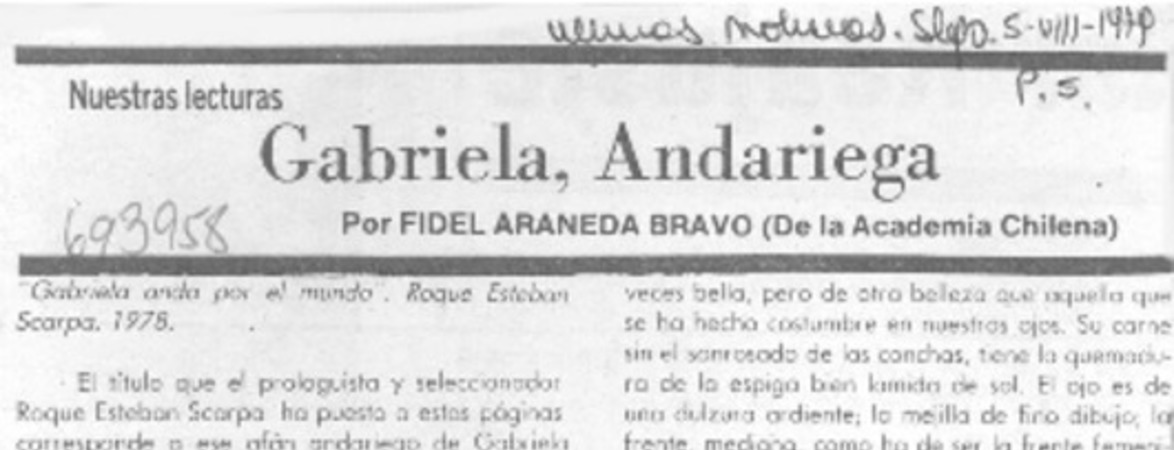 Gabriela, andariega