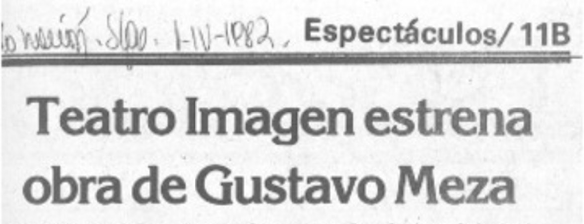 Teatro Imagen estrena obra de Gustavo Meza.