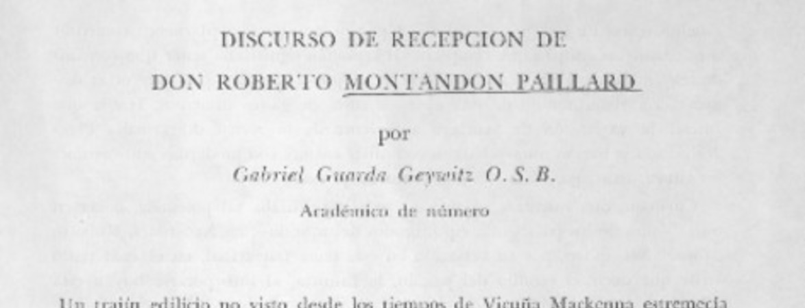 Discurso de recepción de don Roberto Montandón Paillard