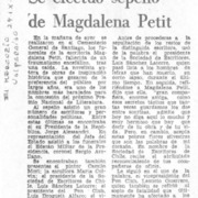 Se efectuó sepelio de Magdalena Petit.