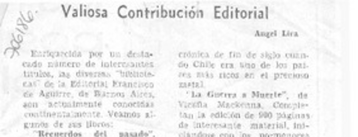 Valiosa contribución editorial