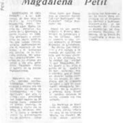 Falleció escritora Magdalena Petit.