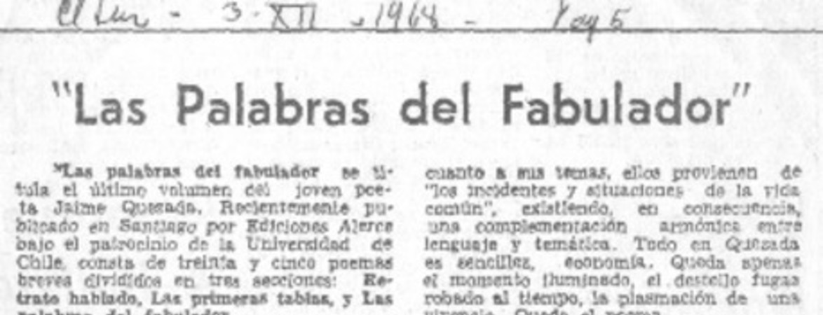 Las palabras del fabulador