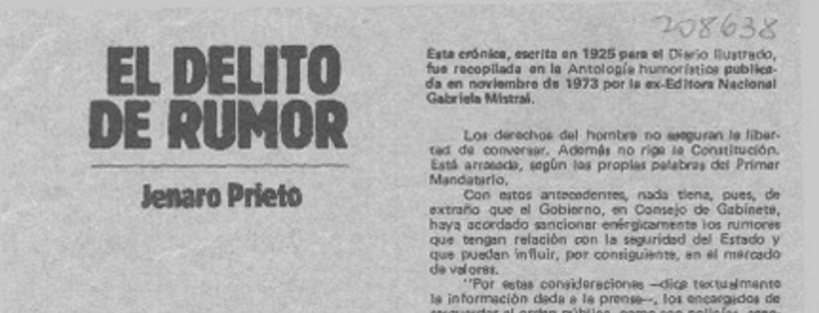 El Delito de rumor.