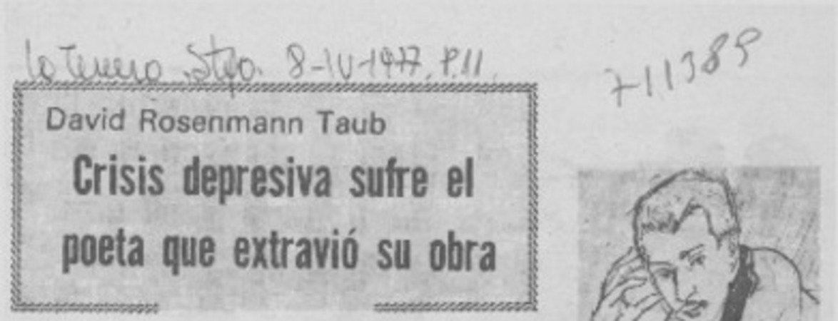 Crisis depresiva sufre el poeta que extravió su obra.