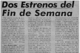 Dos estrenos del fin de semana