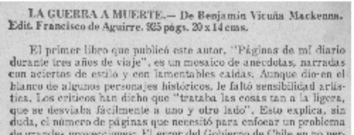 La guerra a muerte.