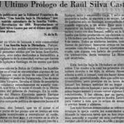 El último prólogo de Raúl Silva Castro.
