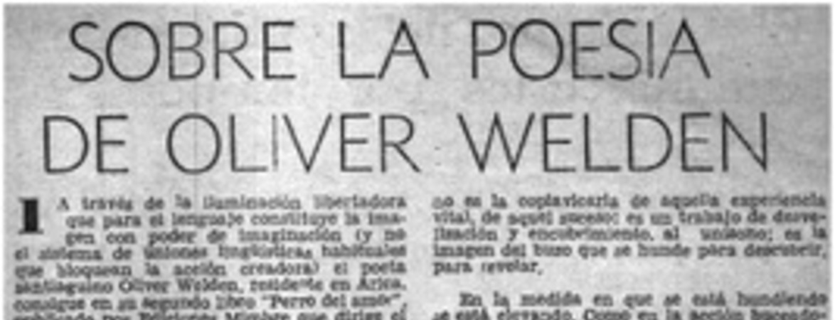 Sobre la poesía de Oliver Welden.