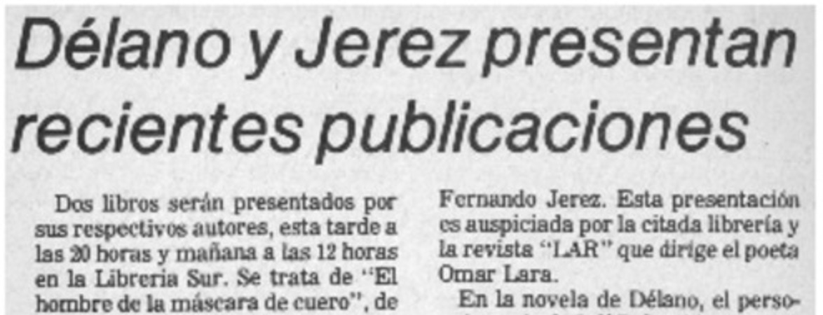 Délano y Jerez presentan recientes publiaciones.