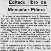 Editado libro de Monseñor Piñera.