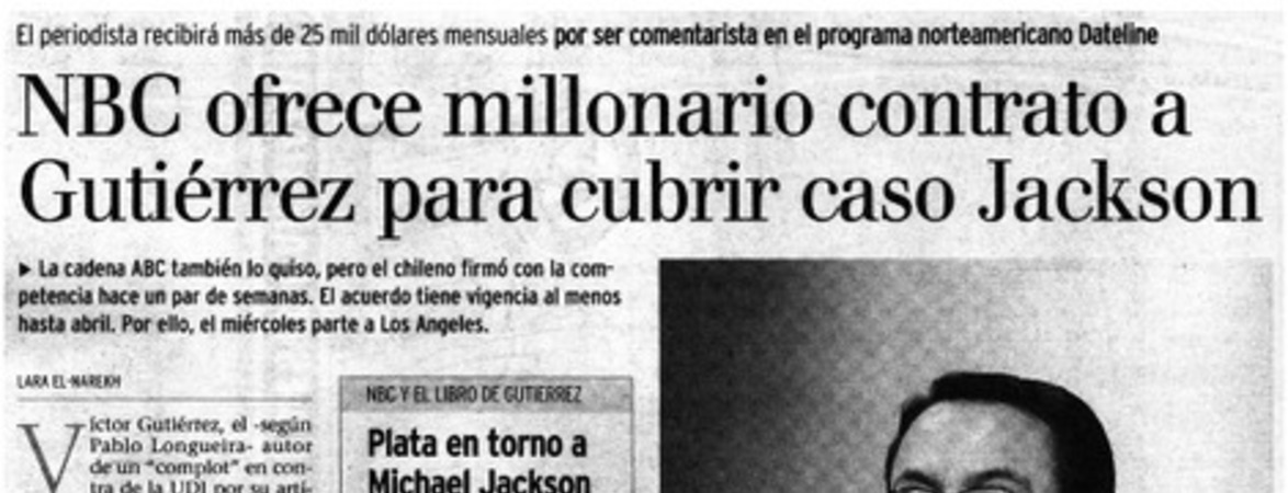 NBC ofrece millonario contrato a Gutiérrez para cubrir caso Jackson.