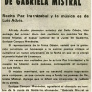 Odeon lanzó poemas de Gabriela Mistral.