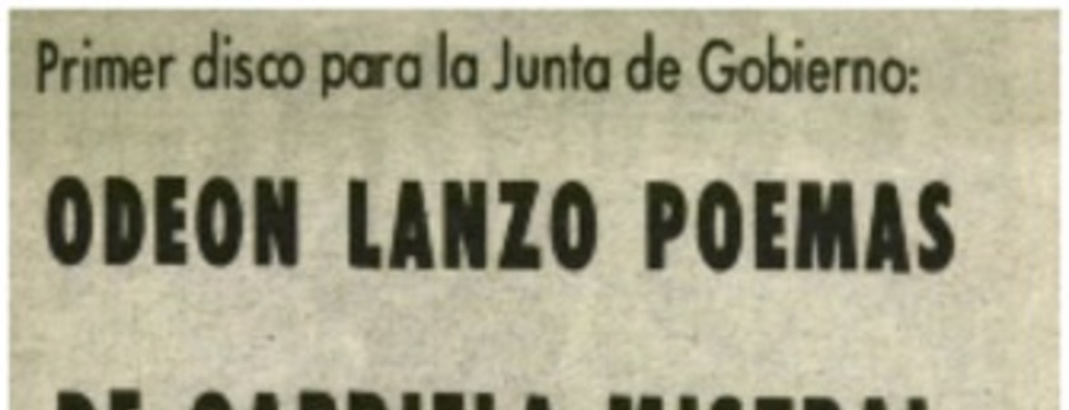 Odeon lanzó poemas de Gabriela Mistral.