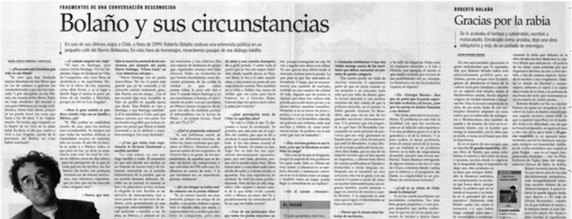 Bolaño y sus circunstancias: [entrevistas]