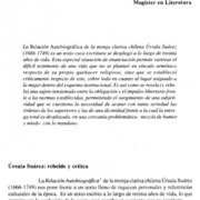 Subjetividad incipiente, rebeldía soterrada: la tensionada experiencia escritural de la monja chilena Úrsula Suárez (S. XVIII)