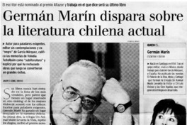 Germán Marín dispara sobre la literatura chilena actual