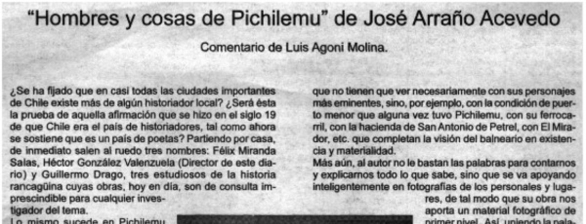 Hombres y cosas de Pichilemu" de José Arraño Acevedo
